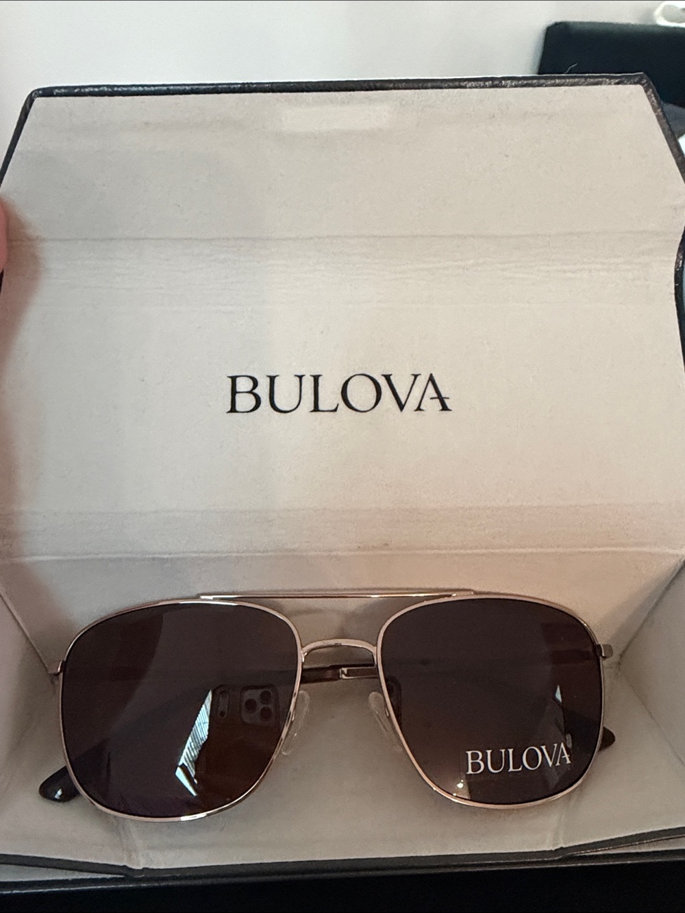 Bulova Gold Frame Sunglasses with Dark Brown Lenses